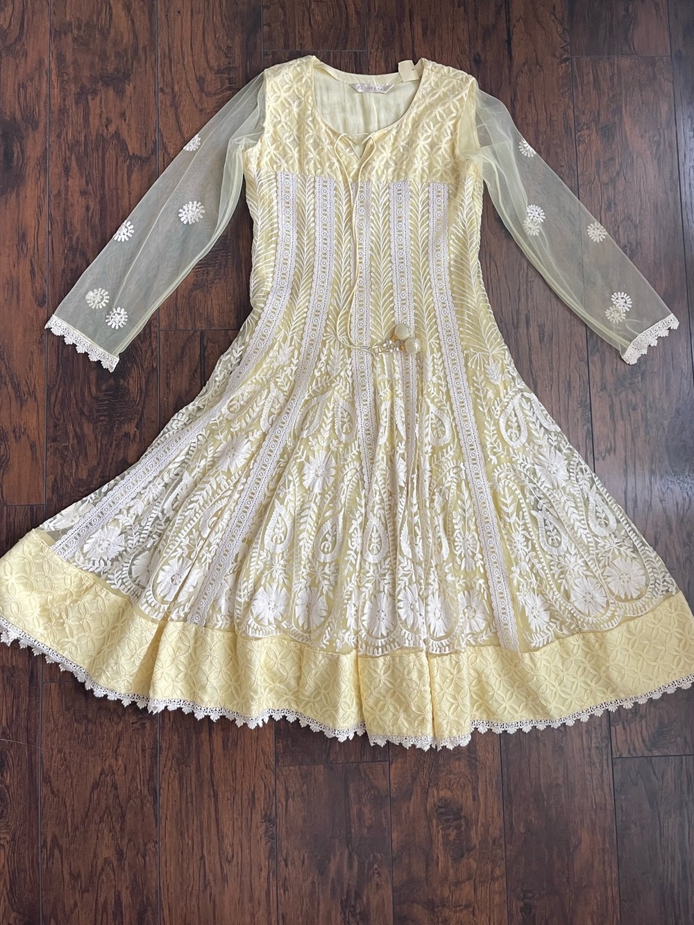 NWT: Sheetal Silk Hand Embroidered Maxi Stunning Gown Dress